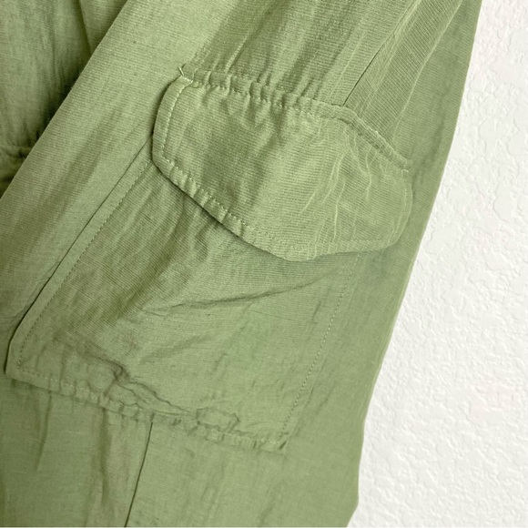 Aritzia Wilfred Green Linen Blend High Rise Ankle Cropped Cargo Pants- Size 6 - Picture 10 of 16